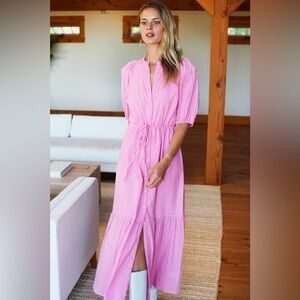 Emerson Fry Lucy Dress Pink Gold Dot Lurex India Collection size large